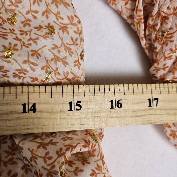 ASOS Curve Maxi Dress Lurex Chiffon Ditsy Floral Cottage Boho Fairy Gold Size 4 - Picture 13 of 16